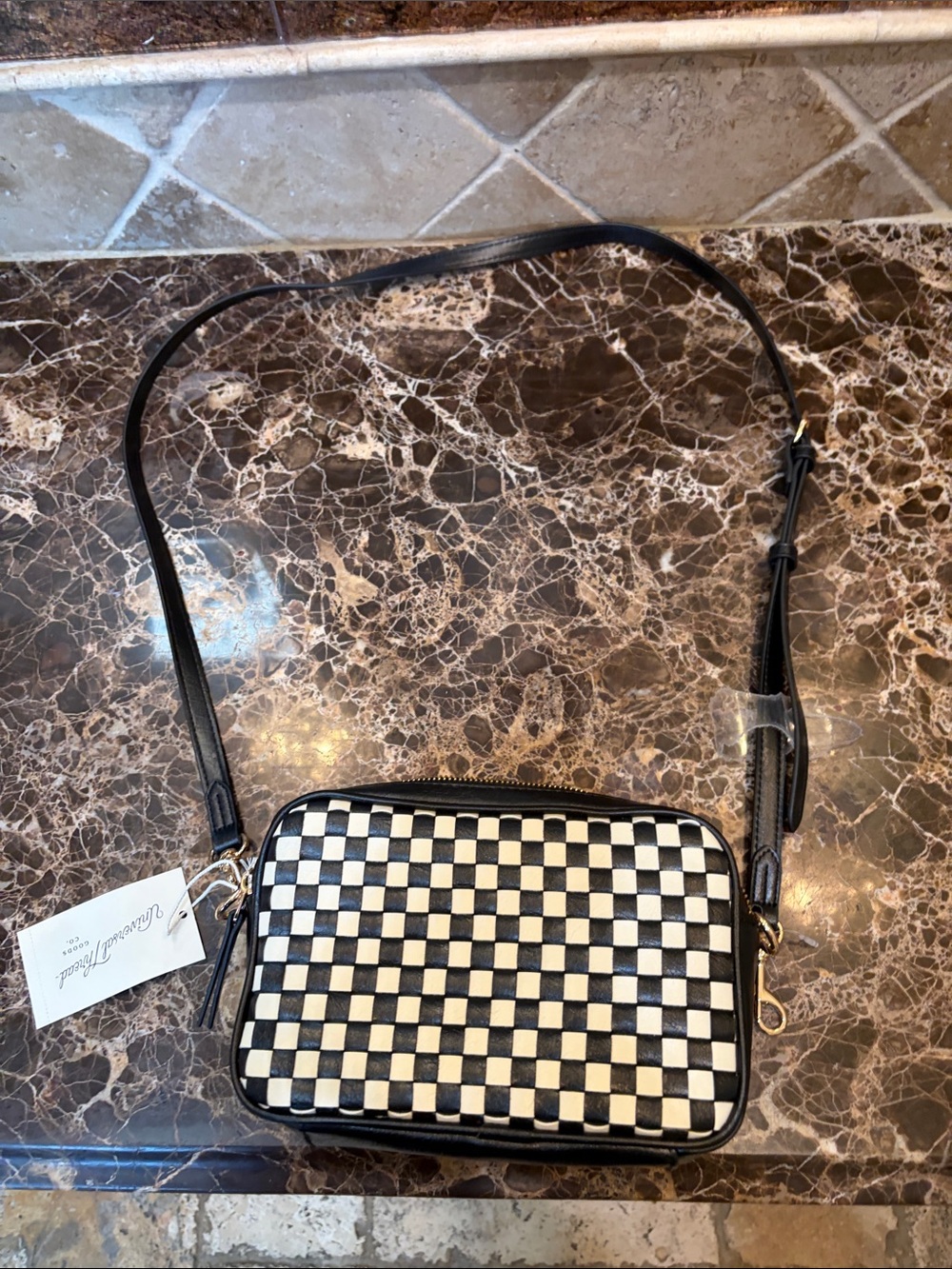 Universal Thread Black and White Checkered Gold-Tone crossbody bag.NWT